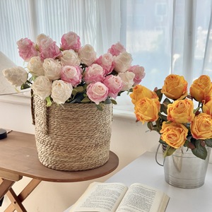 Bouquet de fleurs artificielles Elsa Rose, fleurs en soie jaunes, haute simulation, accessoire de décoration de mariage - Product Image 2