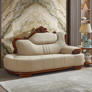 Set di Divani in Vera Pelle di Alta Qualità con Struttura in Legno d'Ebano, Stile Cinese Moderno a Forma di U, Arredamento per Soggiorno in Legno Massello - Product Image 4
