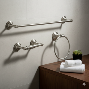 Porte-papier toilette avec accessoire et barre à serviettes classique de jardin, porte-papier toilette, anneau à serviette, nickel plaqué - Product Image 1