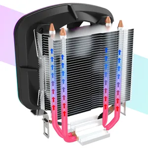 Lovingcool Factory OEM ODM New Style Cheap 2 Heat Pipes 90mm Gaming PC CPU Radiator RGB CPU Cooler With 120mm RGB Cooling Fan