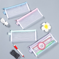 Haute qualité en Nylon coloré maille porte-crayon Transparent fichier sac étudiant stockage clair fermeture éclair pochette impression personnalisée