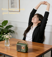 Haut-parleur portable rétro 5W avec son stéréo 3D, chargement sans fil, radio FM, pour home cinéma et fêtes en extérieur