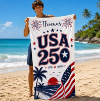 Serviette de bain absorbante à séchage rapide en microfibre douce, 250e anniversaire américain, couverture de plage avec drapeau américain pour la natation