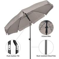 Parasol de terrasse en polyester imperméable UPF50+ avec poteau en acier pour tables de pique-nique, balcons et jardins