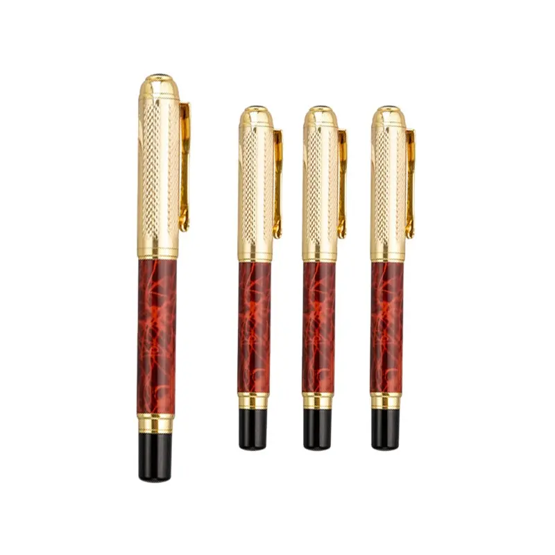 High End luxury marble lacquered metal roller pen with gold parts for business gift