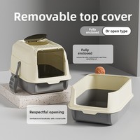 Bac à litière pour chat entièrement fermé, grand et carré, en polypropylène, avec dessus à tiroir, anti-odeur et anti-éclaboussures, produits pour animaux de compagnie pour chats domestiques