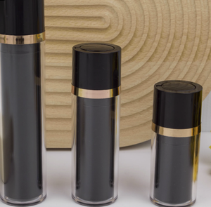 15ml 30ml 50ml lujo negro oro plástico bomba cosmética botella giratoria Twist-up diseño para crema facial cuidado de la piel suero loción - Product Image 3