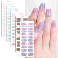 Autocollants pour ongles en gel semi-durcis de qualité salon, longue durée, avec feuille d'or, colle semi-solide, sans UV