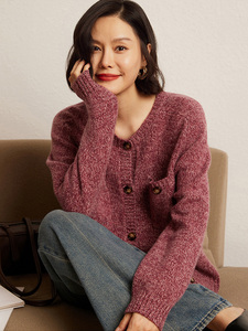 Cárdigan de Punto de Cachemira Estilo Tweed Informal para <span class=keywords><strong>Mujer</strong></span> con Bolsillo y Botones - Product Image 6