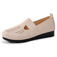 Chaussures plates tricotées respirantes pour femmes, idéales pour l'été, avec support ODM/OEM, confortables et antidérapantes pour le quotidien, pour seniors.