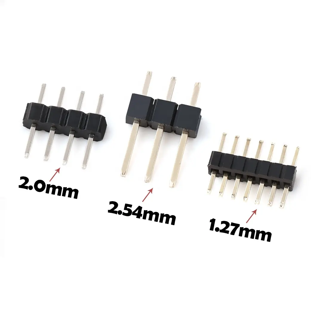 Header Pins Round 1.27mm Pin Straight Header Connector 2-40p Dip Smt Single Row Pcb 2mm 2.54mm Vertical Male Right Angle Pin Female Header