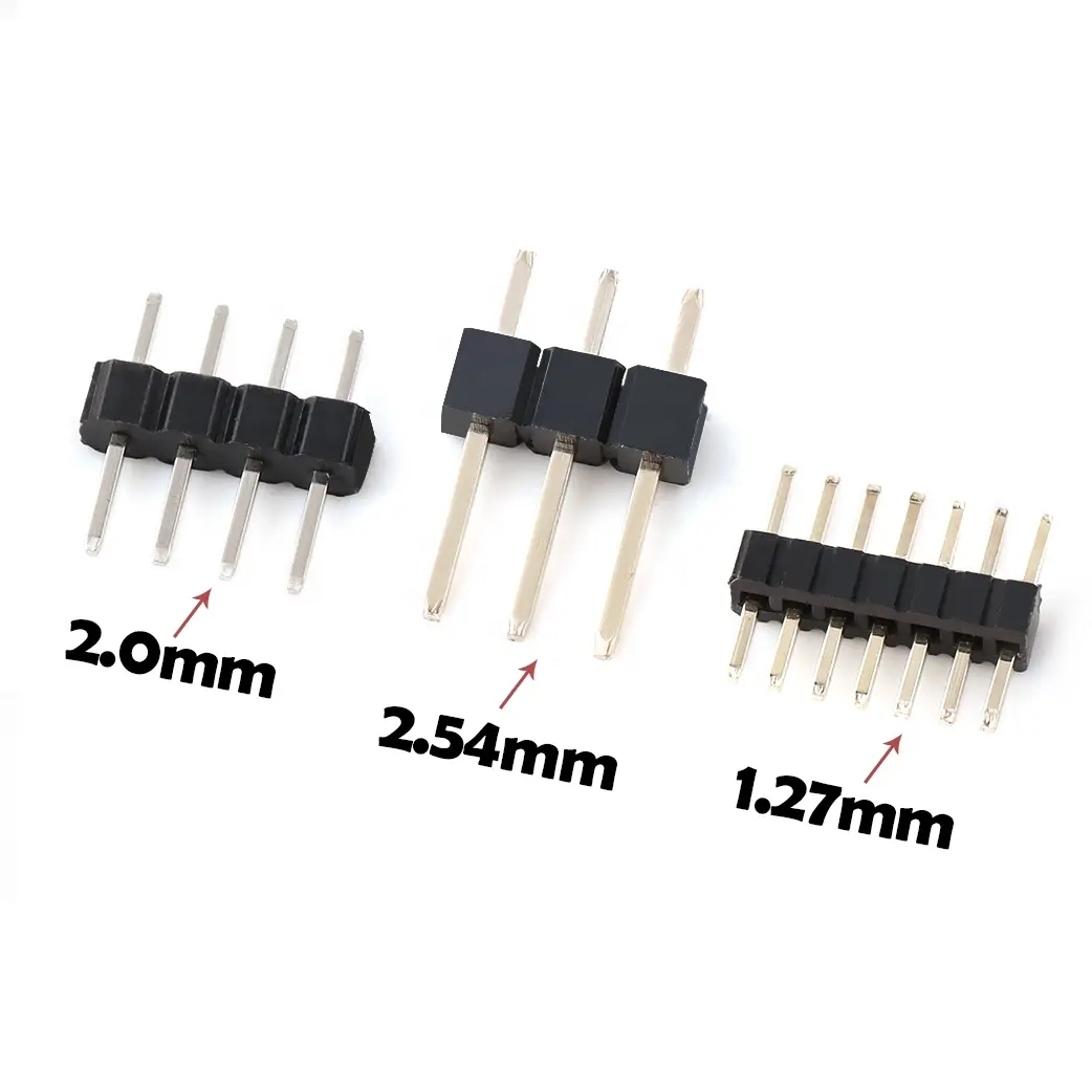 עגול 1.27mm פין ישר כותרת מחבר 2-40p מח"ש smt שורה אחת pcb 2mm 2.54mm אנכי זכר זווית נכונה פין נקבה כותרת