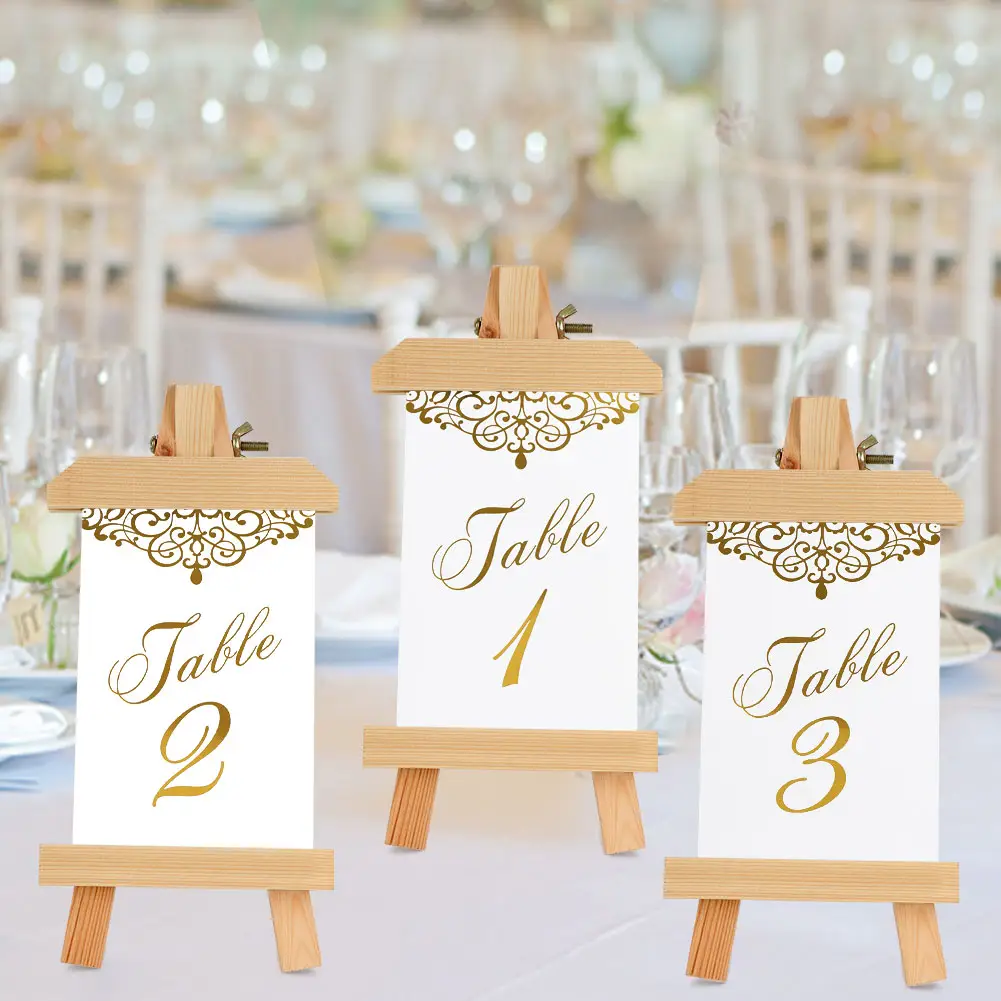 1-24 Double Sided 10*15.2センチメートルGold Foiling Wedding Table Place Number Table Number Cards Banquet Table Marker