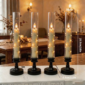 LED Long <b>Pole</b> Electronic Candle Lamp Ornament Remote Control String <b>Light</b> Simulation Candle Holder Wedding Decor Christmas Style - Product Image 6
