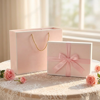 Boîte cadeau pour la fête des mères, boîte rigide en carton ondulé rectangulaire rose créative avec nœud en relief pour les cadeaux de mariage