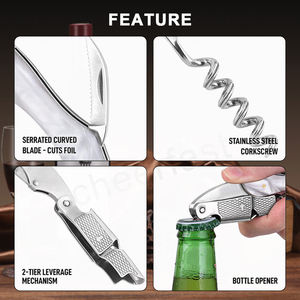 Le plus récent emballage en bois clé de vin tire-bouchon Souvenirs de mariage tire-bouchon ouvre-bouteilles de vin tire-bouchon manuel en acier inoxydable - Product Image 6