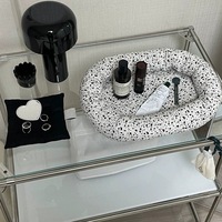 Panier de rangement en tissu de coton 36x25cm, organisateur polyvalent pour articles divers, cosmétiques, bijoux, panier ovale en tissu pour ranger les clés