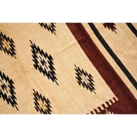 Tapis de salle à manger/salon abstrait fait à la main en impression indienne, décoration ethnique pour la maison, tapis de sol à tissage plat, 4x6 pieds, adapté aux animaux domestiques