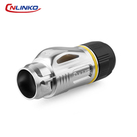 Connecteur RJ45 circulaire étanche IP68 CNLINKO BD24, boîtier entièrement métallique, kit de connecteur Ethernet industriel robuste