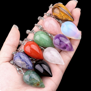Colgantes de Chakra Curativos de Alta Calidad, Péndulo de Cristal Natural en Forma de Gota de Agua para Purificación Espiritual, Reiki <span class=keywords><strong>y</strong></span> Brujería - Product Image 4