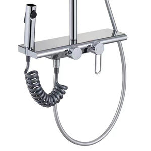 Sistema doccia quadrato cromato a manico singolo da bagno in acciaio inossidabile con nebbia a pioggia Set doccia termostatica a pioggia - Product Image 5