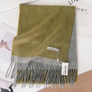 Bufanda Unisex 100% Lana Pura con Flecos, Diseño Color Block, Cálida para Otoño e Invierno, Chal de Alta Gama para Uso Diario, Bufanda Larga Informal - Product Image 5