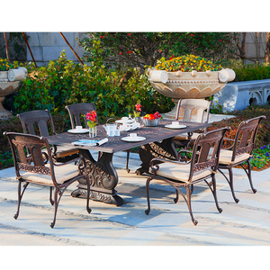 Set da Pranzo in Alluminio Pressofuso di Alta Gamma <span class=keywords><strong>per</strong></span> Patio, Giardino e Nuova Terrazza di Ristorante, Tavolo e Sedie <span class=keywords><strong>per</strong></span> Uso <span class=keywords><strong>Esterno</strong></span> - Product Image 1