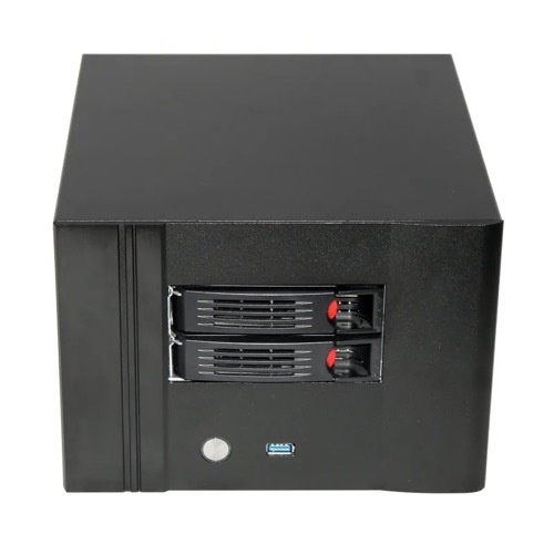 Hot Swap 2-Bay NAS Server Chassis with Fan Pop FLEX PSU Mini ITX Case for Network Storage in Stock