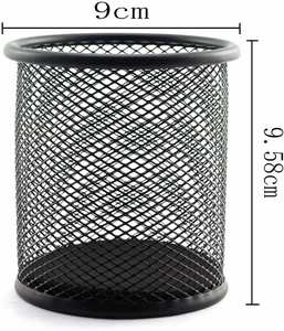 Metal Mesh Desk Organizer Pencil Cup Holder Metal Round <b>Pen</b> Holders - Product Image 3