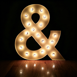 Metal Marquee Ampersand Light 3FT LED Indoor Decorative Sign Warm White 2700K Soft Glow Modern Style - Product Image 1