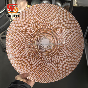 Assiette de chargeur d'ustensiles de cuisine rose clair de haute qualité LISSE assiette de mariage à motif de verre - Product Image 5