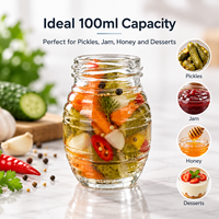 Grosir Langsung Pabrik Stoples Madu Kaca 100ml/200ml Tutup Ulir Wadah Kedap Udara untuk Saus Cabai Acar Biji-bijian Dapat Disesuaikan