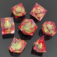 Set Dadu Resin 7 Buah Moss Iridescent Space Resin Sharp Edge Clear Rainbow Liquid Core DND Dice