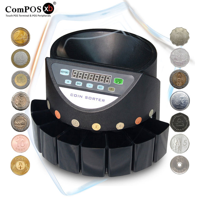 CS550 High Speed Coin Counter 270 Units/min LED Display 500 Coins Hopper ComPOSxb Brand South Korea USD Coins Sorter Counter