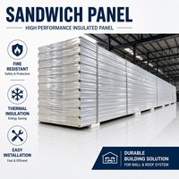Panneau sandwich en laine de roche haute densité, panneau de protection incendie, système de construction d'ateliers industriels