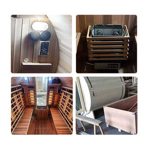 ساونا كهربائية فاخرة من خشب الأرز الأحمر لخارج المنزل لشعبين جدار أمامي زجاجي كامل تحكم ذكي بالواي فاي لعلاج سبا الفناء الخلفي - Product Image 5