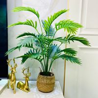 Palmier artificiel de luxe de 70 cm, plante en caoutchouc souple, feuilles de palmier artificielles écologiques pour la décoration d'hôtel, de maison, de bureau, de mariage