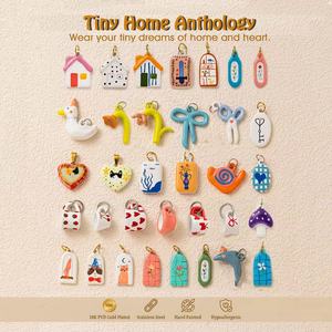 รวมบทกวีเรื่อง<span class=keywords><strong>บ้าน</strong></span>หลังเล็ก |   จี้สแตนเลสชุบทอง 18K PVD ลายวาดมือ รูปบ้าน สัตว์เลี้ยง และชีวิตประจำวัน สำหรับทำเครื่องประดับ - Product Image 1