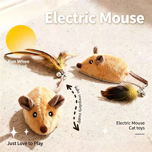 Juguete Eléctrico de Peluche para Gatos, Ratón con Sensor Táctil, Sonido Simulado, Luz LED, Diseño de Rueda Extraíble, Juguete para Gatitos en Interiores - Product Image 2