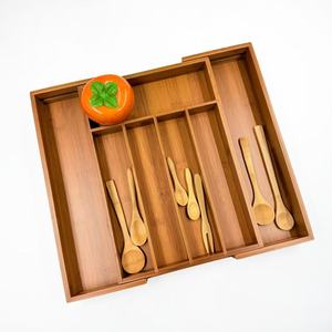 Bamboo <b>Kitchen</b> Utensil <b>Storage</b> <b>Box</b> Rectangular Lidless Drawer Organizer For Countertop Use - Product Image 1