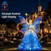 Lanterne géante en soie personnalisée pour l'extérieur, sculpture lumineuse LED artisanale en forme d'ange pour parc à thème