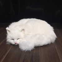 Modèle d'animal chat simulé, décoration d'intérieur Art Déco, ornement de bureau, fourrure véritable, cadeau pour la remise des diplômes, Pâques, condoléances