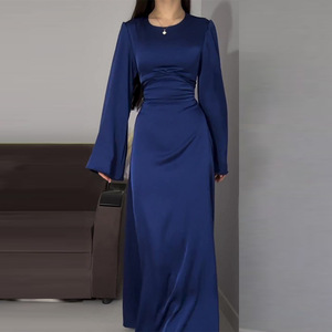 Autunno nuovo <span class=keywords><strong>abito</strong></span> <span class=keywords><strong>lungo</strong></span> A- Line di alta qualità A manica satinata - Product Image 6