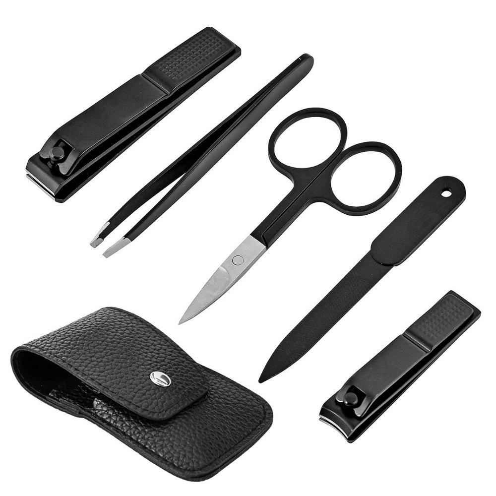 Männer Reise Nagel Care Kit mit Schwarz Edelstahl Fingernagel Clipper