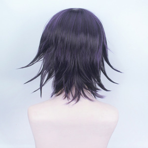 Peluca Sintética Corta Ainizi de 35 cm, Color Morado Oscuro, Peluca de Cosplay del Personaje de Kokichi Oma de <span class=keywords><strong>Danganronpa</strong></span> <span class=keywords><strong>3</strong></span> - Product Image 5
