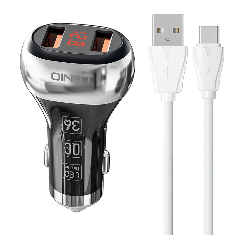 Ldnio C2 LCD Screen Dual Port QC3.0 Usb Car Charger With Current Voltage Monitoring 2 QC3.0 LED Display in Car Charger