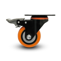Petites roulettes de chariot orange 3''4''5'' Roues élastiques en PVC PP Roues verrouillables