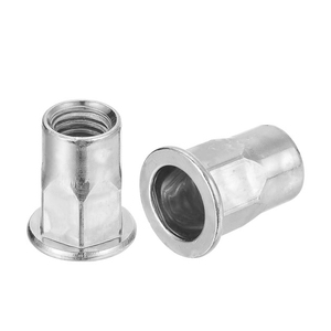 Écrou à sertir à tête plate demi-hexagonale en acier inoxydable 304/acier au carbone, plaqué zinc jaune, fileté M4 M5 M6 M12 - Product Image 1