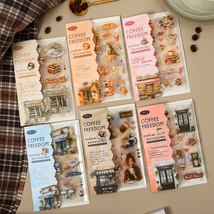 Autocollant PET quadruple série Freedom Girl Coffee Sauce Tomate, style rétro européen, décoration collage, 6 motifs - Product Image 1