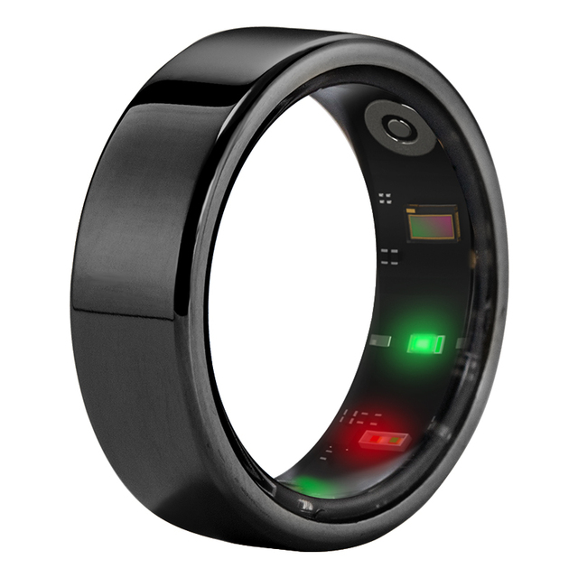 Heart Rate and Sleep Monitoring Smart Ring Fitness Tracker IOS & Android App Control IP68 Waterproof Titanium case